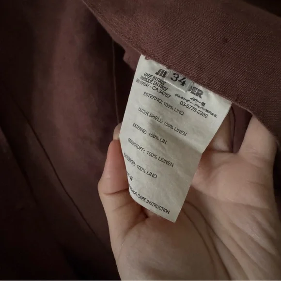 Vintage Jil Sander Terracotta Heavy Linen Jacket - Picture 5 of 7